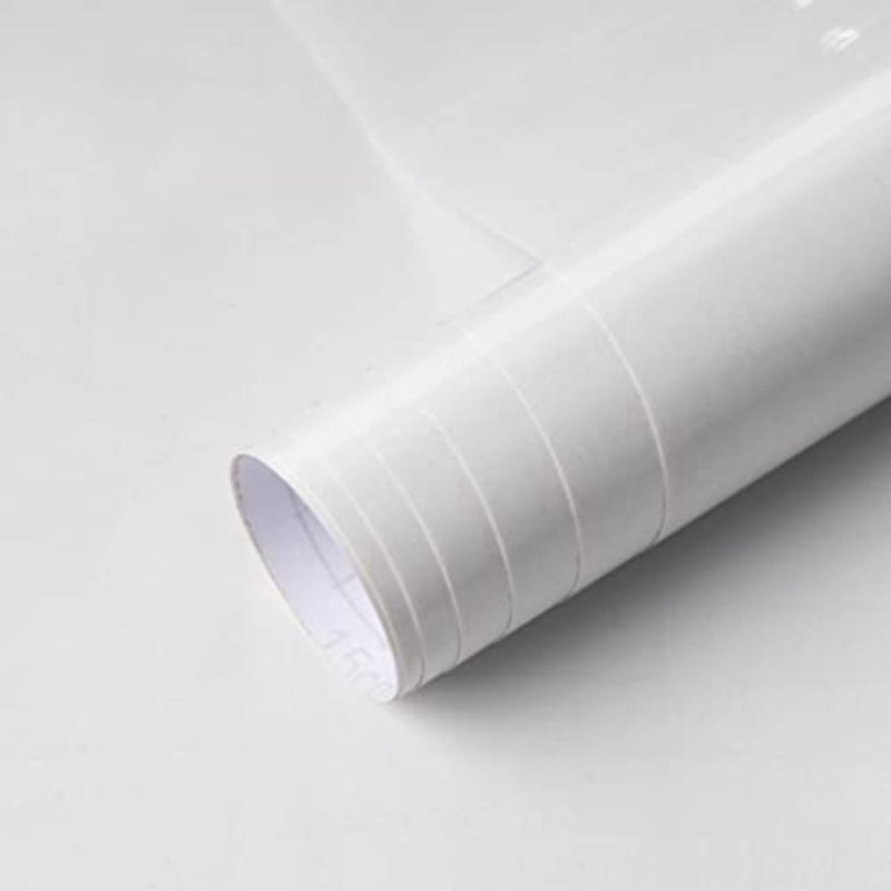 Shiny White paper 40x305cm Peel and Stick paper, Self-Adhesive and Removable Vinyl paper Waterproof for Cabinets Countertops Covering - Image 1