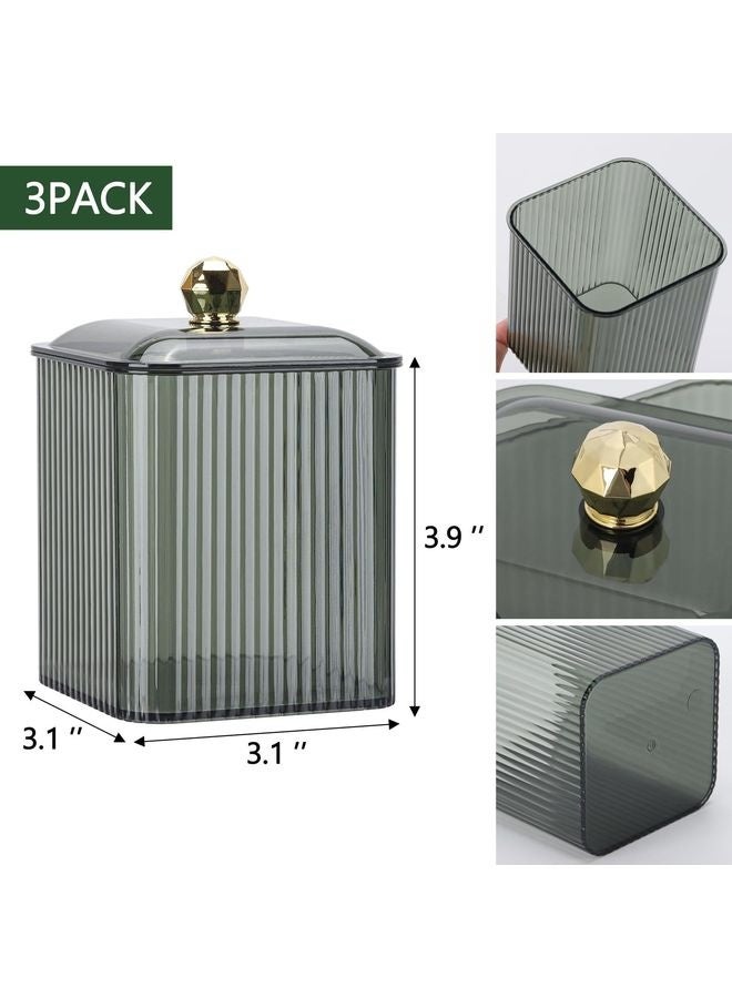 HOMESTAR 3 Pack Holder Dispenser Clear Bathroom Organizer Jar Cotton Swab/Pad/Ball Holder Container Cosmetics Storage for Vanity - Image 2