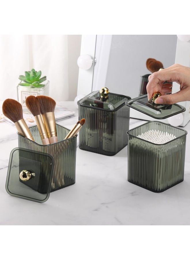 HOMESTAR 3 Pack Holder Dispenser Clear Bathroom Organizer Jar Cotton Swab/Pad/Ball Holder Container Cosmetics Storage for Vanity - Image 3