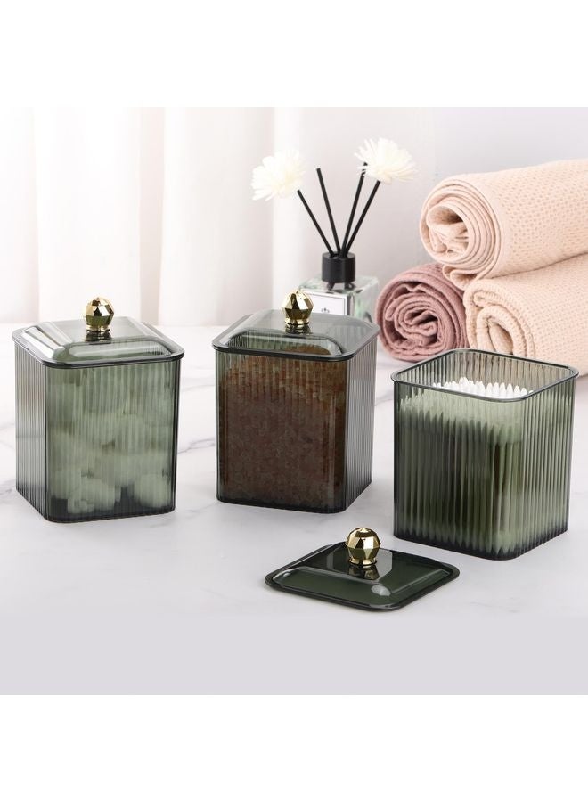 HOMESTAR 3 Pack Holder Dispenser Clear Bathroom Organizer Jar Cotton Swab/Pad/Ball Holder Container Cosmetics Storage for Vanity - Image 1