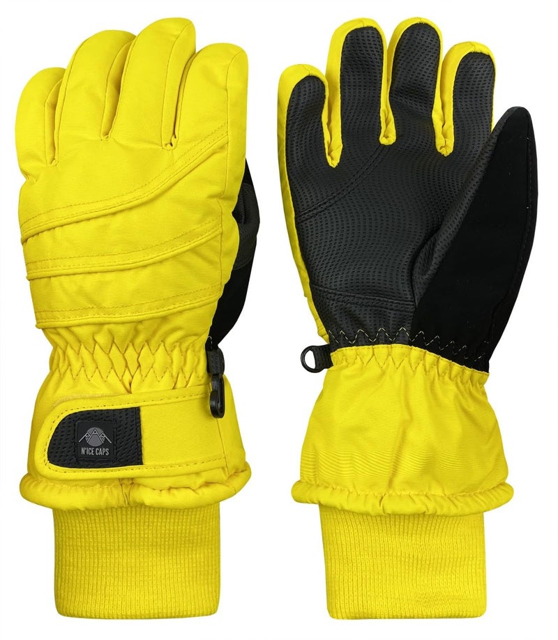 N'Ice Caps Kids Waterproof Winter Thinsulate Warm Gloves (10-12 Years, Yellow) - Image 1