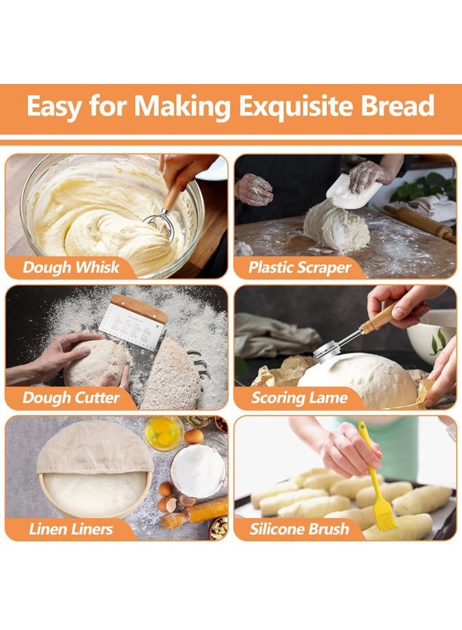 E-far Bread Proofing Basket, 9 Inch Round and 10 Inch Oval Sourdough Bread Baking Supplies, Complete Sourdough Starter Kit for Beginners - Image 3