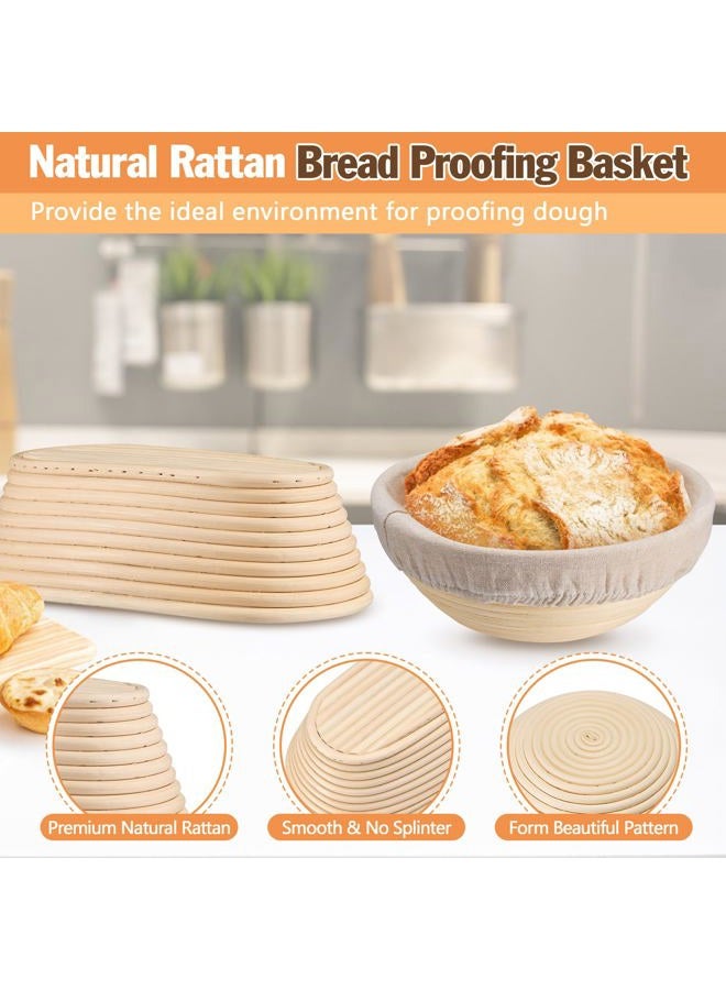 E-far Bread Proofing Basket, 9 Inch Round and 10 Inch Oval Sourdough Bread Baking Supplies, Complete Sourdough Starter Kit for Beginners - Image 2