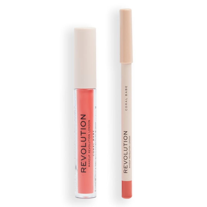 Revolution Lip Contour Matte Lipstick & Liner Duo – Coral Babe - Image 2