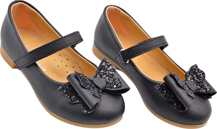 Kids A More Princesa Ribbon Detailed Girls Ballerina Shoes Black  - Image 4