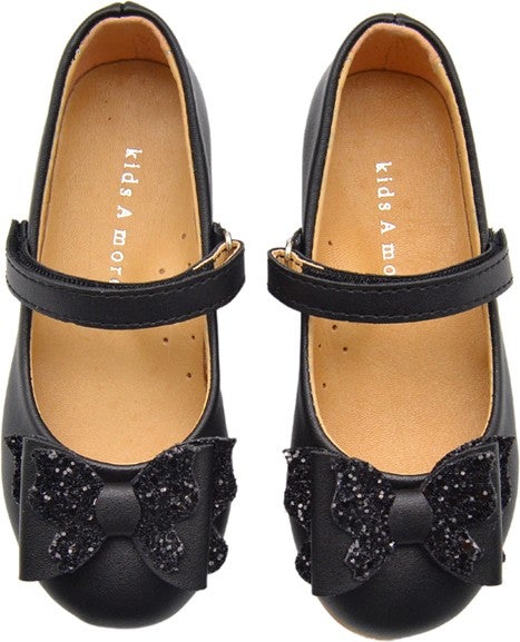 Kids A More Princesa Ribbon Detailed Girls Ballerina Shoes Black  - Image 3