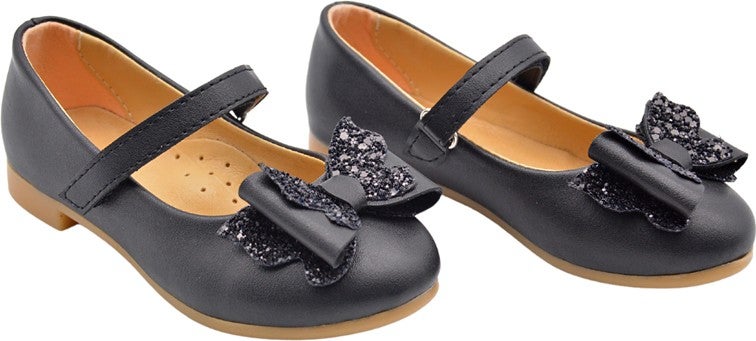 Kids A More Princesa Ribbon Detailed Girls Ballerina Shoes Black  - Image 2