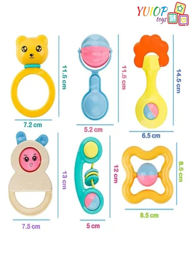 YUIOP - Rattle Set & Teether Toy - Ergonomic Grip - Melodious Sound - Smooth Rolling - Baby Toys - Attractive Colors - Baby Safe (Premium Rattle Set (6 Pcs)) - Image 3