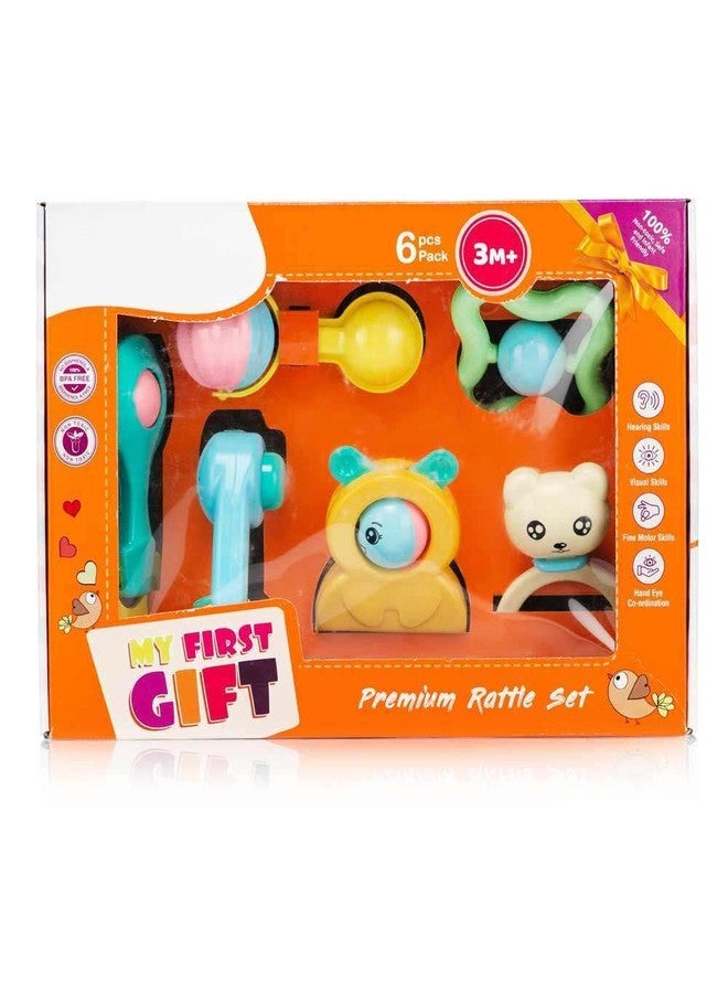 YUIOP - Rattle Set & Teether Toy - Ergonomic Grip - Melodious Sound - Smooth Rolling - Baby Toys - Attractive Colors - Baby Safe (Premium Rattle Set (6 Pcs)) - Image 2