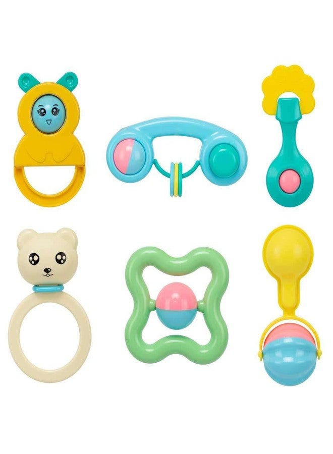 YUIOP - Rattle Set & Teether Toy - Ergonomic Grip - Melodious Sound - Smooth Rolling - Baby Toys - Attractive Colors - Baby Safe (Premium Rattle Set (6 Pcs)) - Image 1