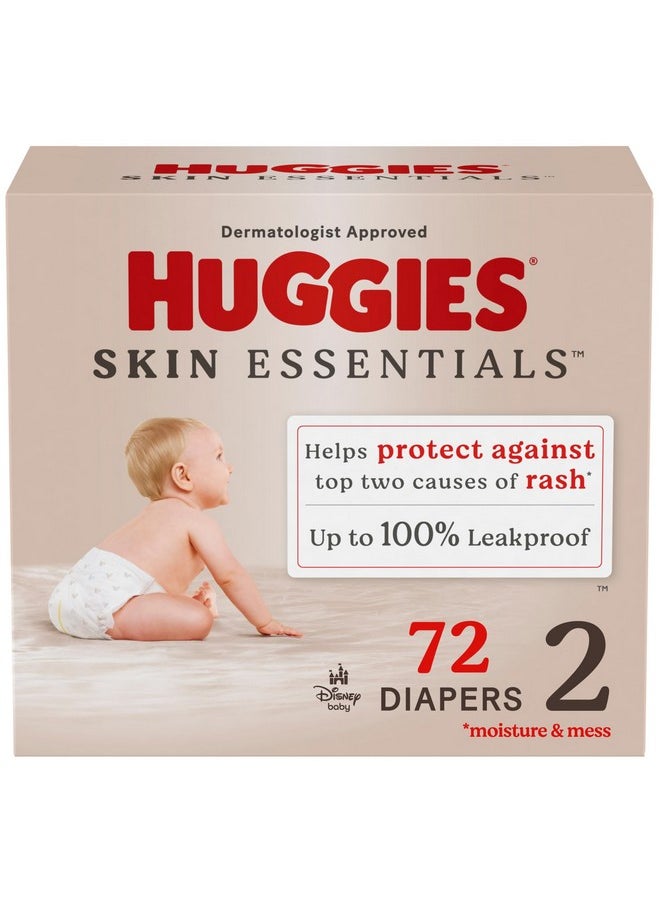 Huggies Size 2 Diapers, Skin Essentials Baby Diapers, Size 2 (12-18 Lbs), 72 Count  - Image 1