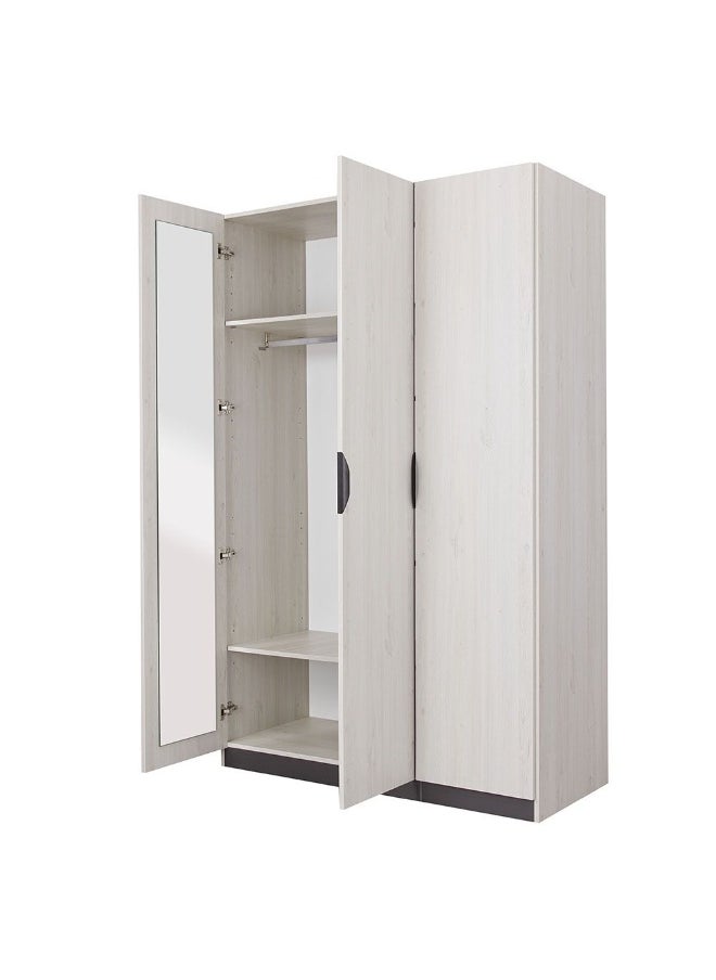 DANUBE HOME Pletora 3 Door Wardrobe With Mirror Inside Sturdy Closet Clothes Storage Cupboard Modern Design Space Saving Swing Door Cabinet For Bedroom L136.6Xw59.5Xh216Cm - Grey Oak  - Image 3