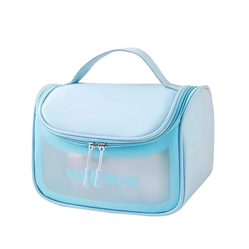 7 Seas 7Seas Transparent and Waterproof Travel and Outdoor Use Toiletry Bag Makeup and Cosmetic Item Carry Hand Bag Beauty and Skin Care Product Storage Tote Bag Makeup Brush Organizer Pouch Blue - Image 1
