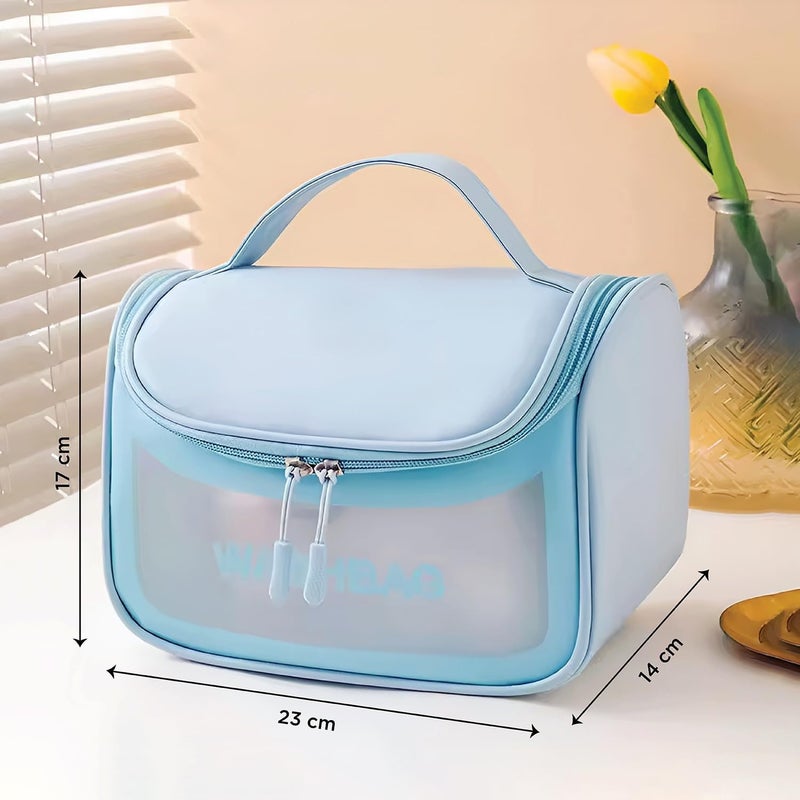 7 Seas 7Seas Transparent and Waterproof Travel and Outdoor Use Toiletry Bag Makeup and Cosmetic Item Carry Hand Bag Beauty and Skin Care Product Storage Tote Bag Makeup Brush Organizer Pouch Blue - Image 4
