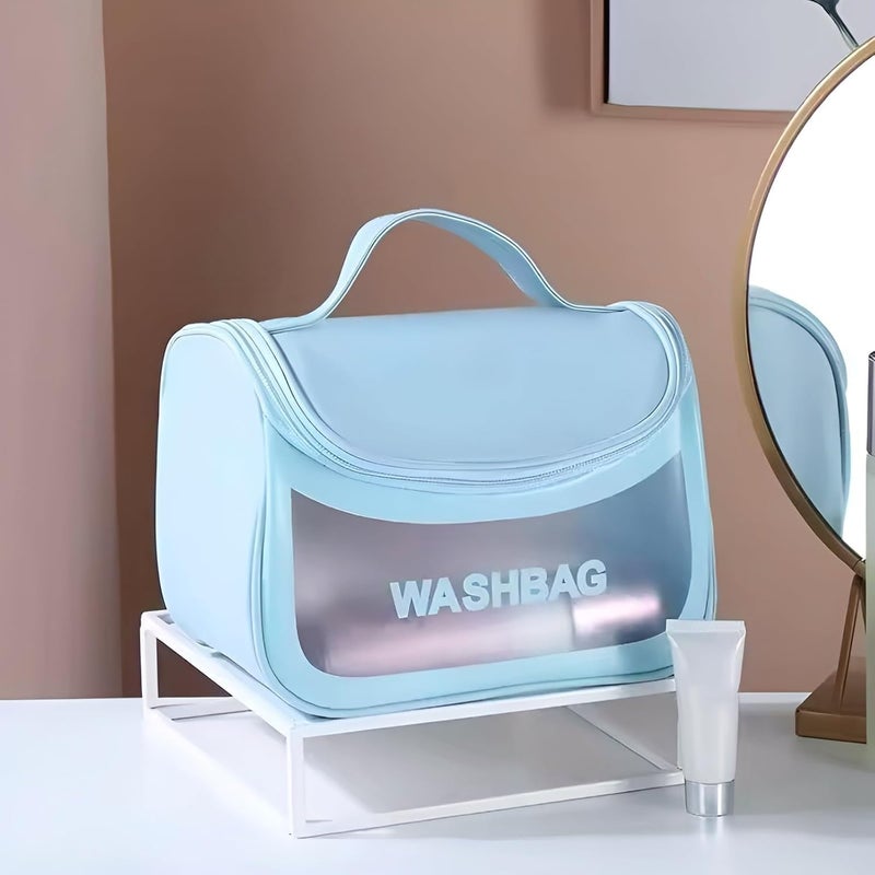 7 Seas 7Seas Transparent and Waterproof Travel and Outdoor Use Toiletry Bag Makeup and Cosmetic Item Carry Hand Bag Beauty and Skin Care Product Storage Tote Bag Makeup Brush Organizer Pouch Blue - Image 2