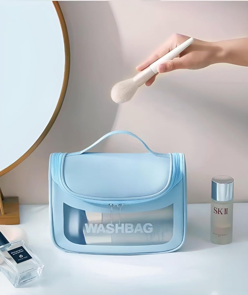7 Seas 7Seas Transparent and Waterproof Travel and Outdoor Use Toiletry Bag Makeup and Cosmetic Item Carry Hand Bag Beauty and Skin Care Product Storage Tote Bag Makeup Brush Organizer Pouch Blue - Image 5