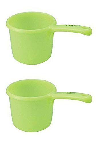 JapanBargain مجموعة من 2 ملعقة ماء بلاستيكية يابانية 3040x2 ملعقة استحمام دلو تابون فلبيني قاع مسطح لجرف الماء مصنوع في اليابان باللون الأخضر