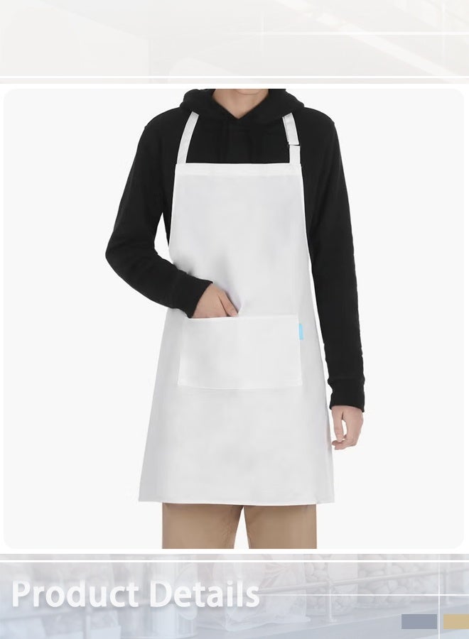 Kitchen Apron With Adjustable Neck Belt And 2 Pockets White - Image 2