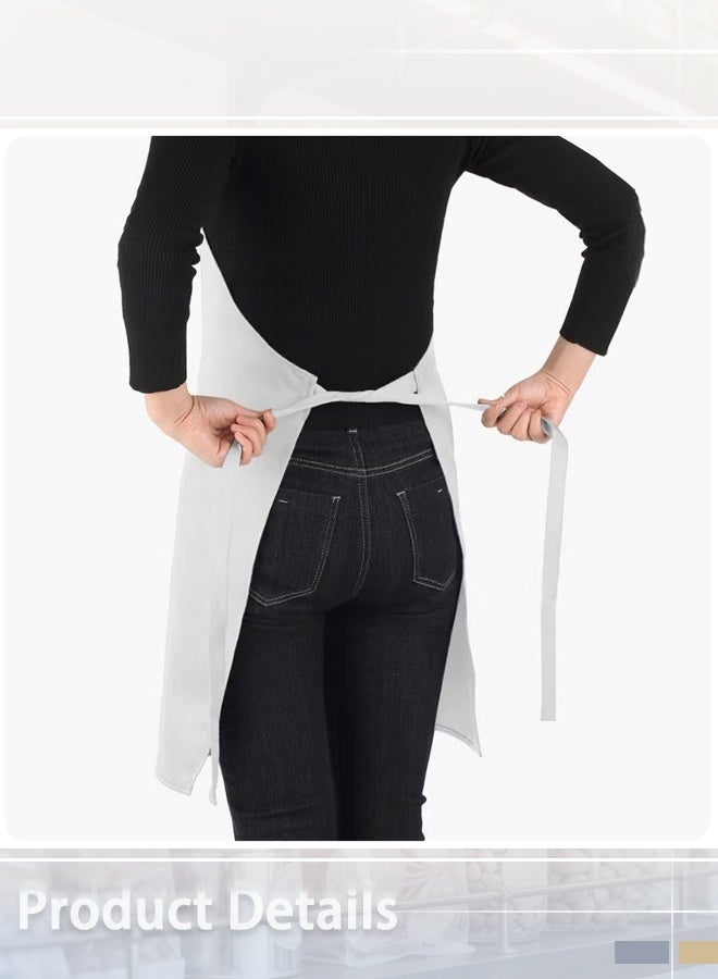 Kitchen Apron With Adjustable Neck Belt And 2 Pockets White - Image 3