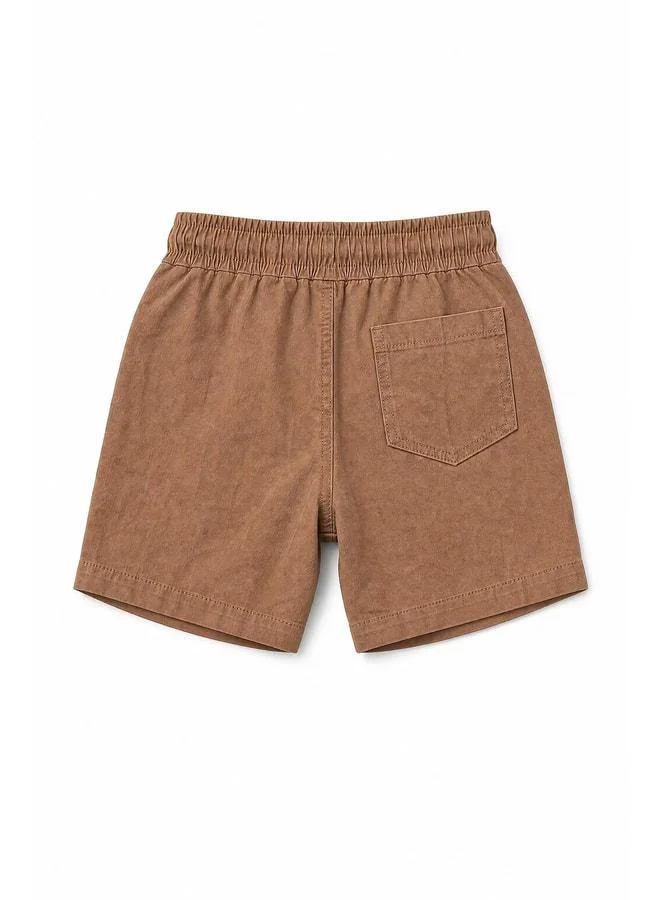 Perendi Boy's Textured Cotton Shirt and Shorts Set.