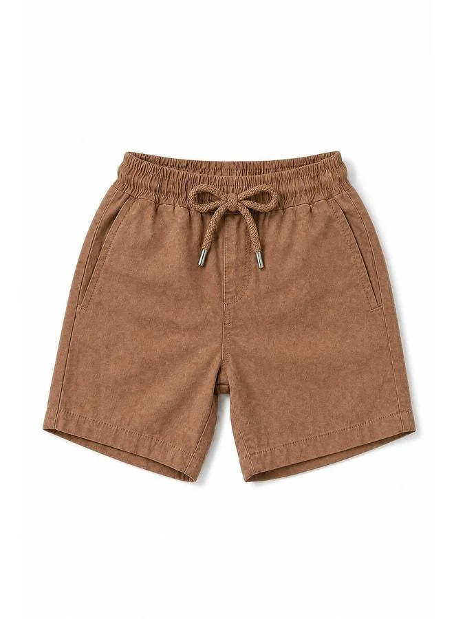 Perendi Boy's Textured Cotton Shirt and Shorts Set.