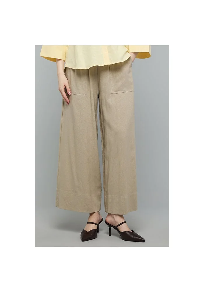 R&b Solid Wide Leg Trousers with Drawstring Waist