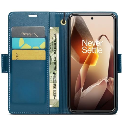 Bracevor Deluxe Leather Flip Cover case for Oneplus 13R 5g: Blue | Camera Protection| Magnetic Closure | 360 Degree Protection - Image 3