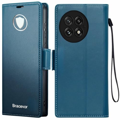 Bracevor Deluxe Leather Flip Cover case for Oneplus 13R 5g: Blue | Camera Protection| Magnetic Closure | 360 Degree Protection - Image 1