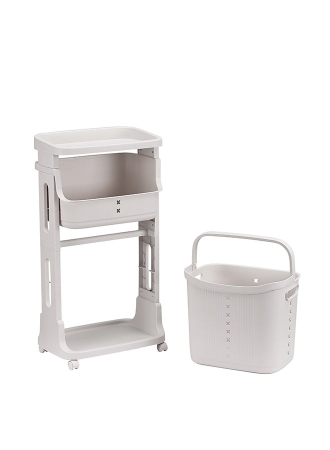 LAWAZIM Plastic Laundry Basket - 2 Tier Beige - Laundry Hamper with Wheels, Removable Basket, and Space-Saving Design - Ideal for Clothing, Storage, and Organization in Home, Bathroom, and Bedroom - Image 5