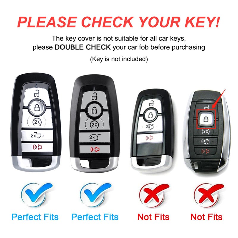 Cacacar for Ford Key Fob Cover with Keychain, for Explorer Bronco Escape Edge Expedition Mustang F150 Fusion Ranger Lincoln Premium Soft TPU Full Protection Key Case Remote Key Holder (Size B-Gray) - Image 2