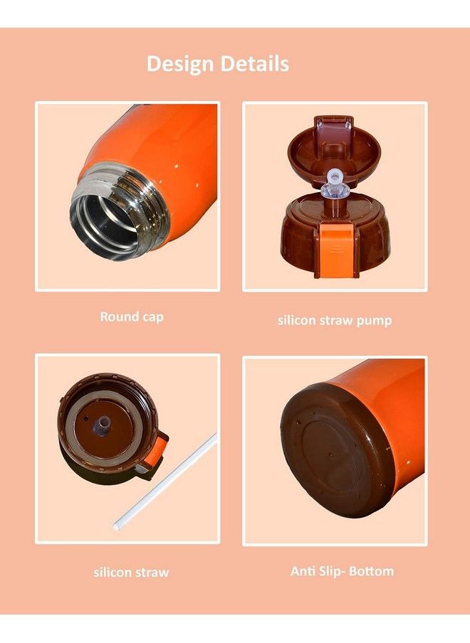 The Little Lookers � Stainless Steel Insulated Sipper Bottle For Kids;Sipper School Bottle;Sipper Bottle With Straw;Travelling Water Bottle For Kids With Pop Up Straw (Orange (550 Ml))  - Image 4