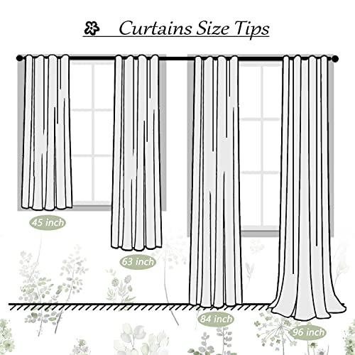 XTMYI Short Bathroom Curtains for Small Window,80% Blackout Watercolor Eucalyptus Wildflowers Boho Curtains for Kitchen Nursery,45 Inch Length,Sage Green and Grey - Image 3