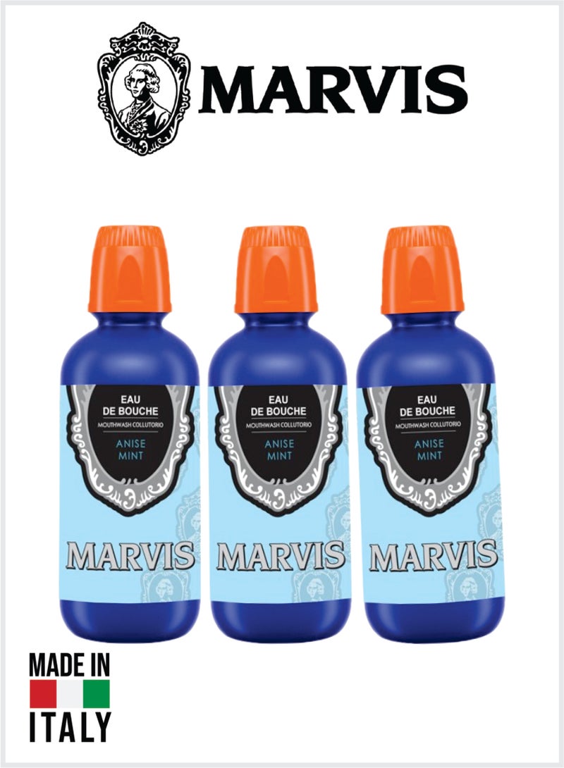 Marvis غسول فم بنكهة اليانسون الطبيعي بالنعناع، غسول فم منعش، عناية فموية متميزة 400 مل عبوة من 3 - Image 1