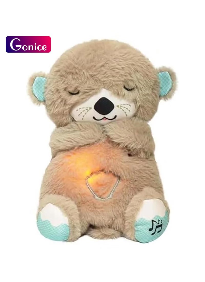Gonice Breathing Otter, Soothe 'N Snuggle Otter with Breathing Movements and Music, Baby Breathing Soothing Otter Plush Doll, Music Sleep Companion, Sleep Aid（brown）  - Image 1