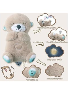 Gonice Breathing Otter, Soothe 'N Snuggle Otter with Breathing Movements and Music, Baby Breathing Soothing Otter Plush Doll, Music Sleep Companion, Sleep Aid（brown）  - Image 2