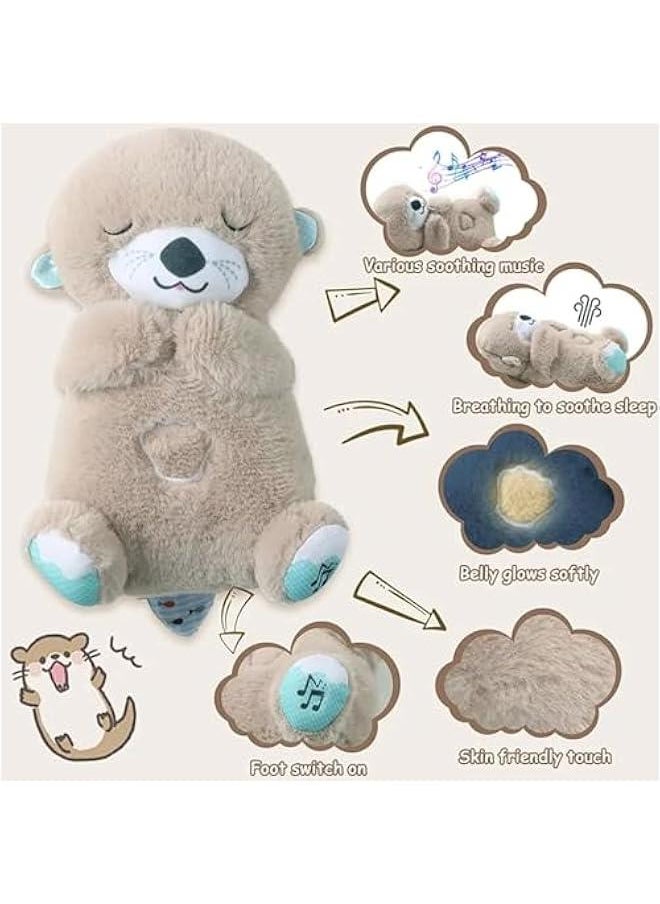 Gonice Breathing Otter, Soothe 'N Snuggle Otter with Breathing Movements and Music, Baby Breathing Soothing Otter Plush Doll, Music Sleep Companion, Sleep Aid（brown）  - Image 2