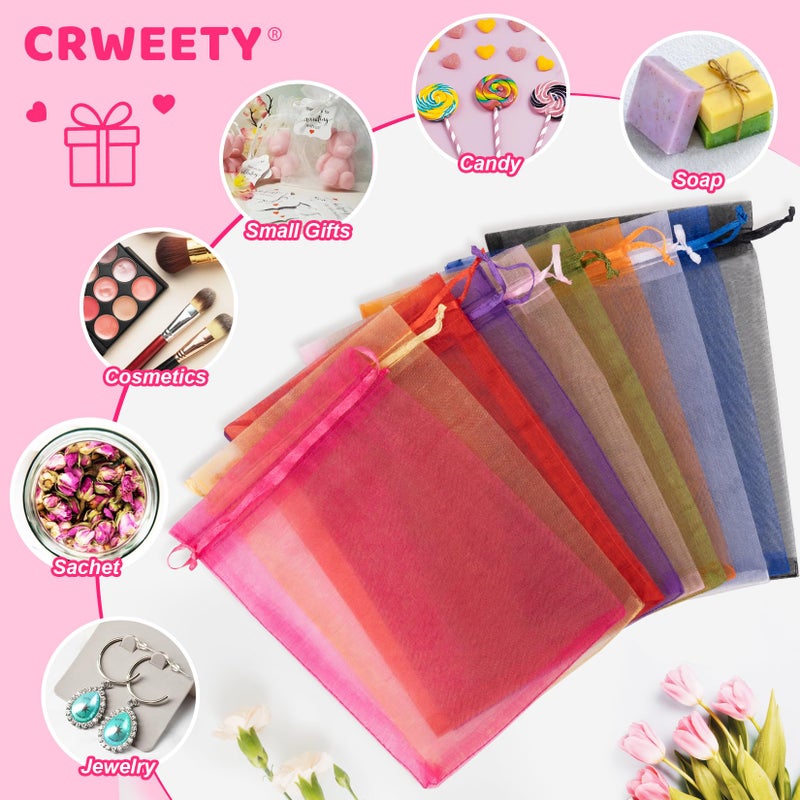Crweety 50 Pack 4X6 Inch Assorted Color Organza Bags  Vibrant Mix Of 10 Colors Mesh Gift Bags For Wedding Favors  Birthday Party Favor  Candy Jewelry Sachet Packaging & Holiday Gifts - Image 3