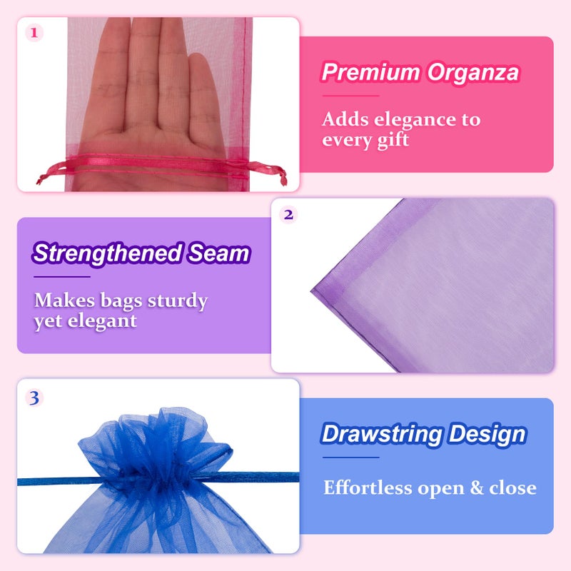 Crweety 50 Pack 4X6 Inch Assorted Color Organza Bags  Vibrant Mix Of 10 Colors Mesh Gift Bags For Wedding Favors  Birthday Party Favor  Candy Jewelry Sachet Packaging & Holiday Gifts - Image 5