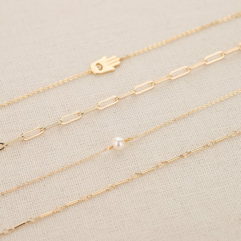VACRONA Gold Tiny Beaded Bracelet 14K Gold Plated Chain Bracelets for Women Handmade Clip Link Trendy Tiny Pearl Bracelet Adjustable Chain Jewelry Gifts - Image 5