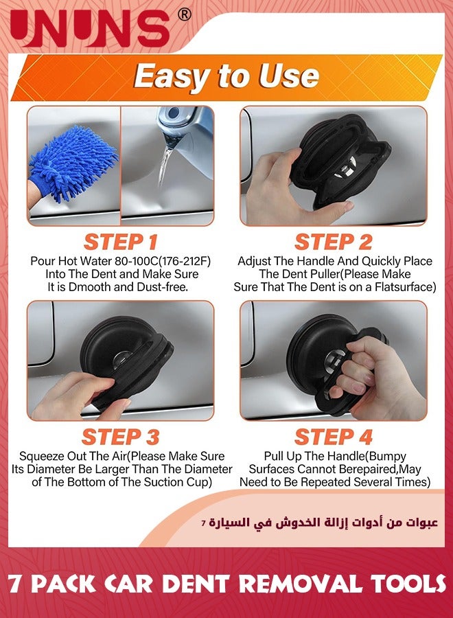 UNUNS 7 Pack Car Dent Removal Tools,Car Dent Puller Suction Cup Dent Puller Car Dent Removal Kit Dent Remover Tool and Dent Repair Kit,Handle Lifter For Cars Body,Glass,Screen,Tiles Lifting,Objects Moving  - Image 3