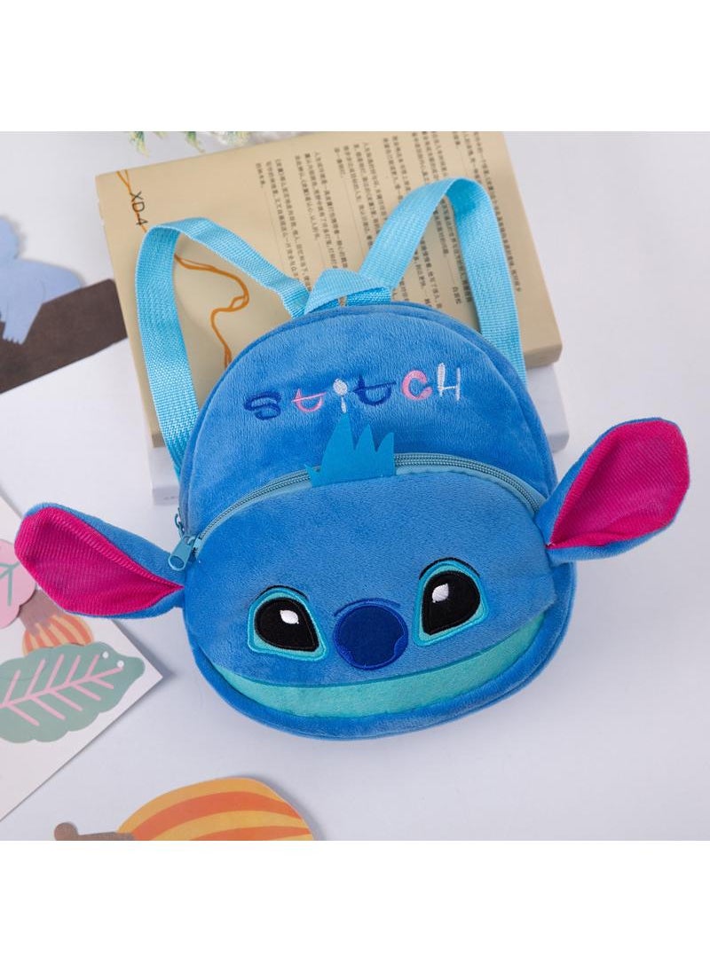 Loquat Kids Stitch Embroidered Backpack Cartoon Plush Kindergarten Backpack 
