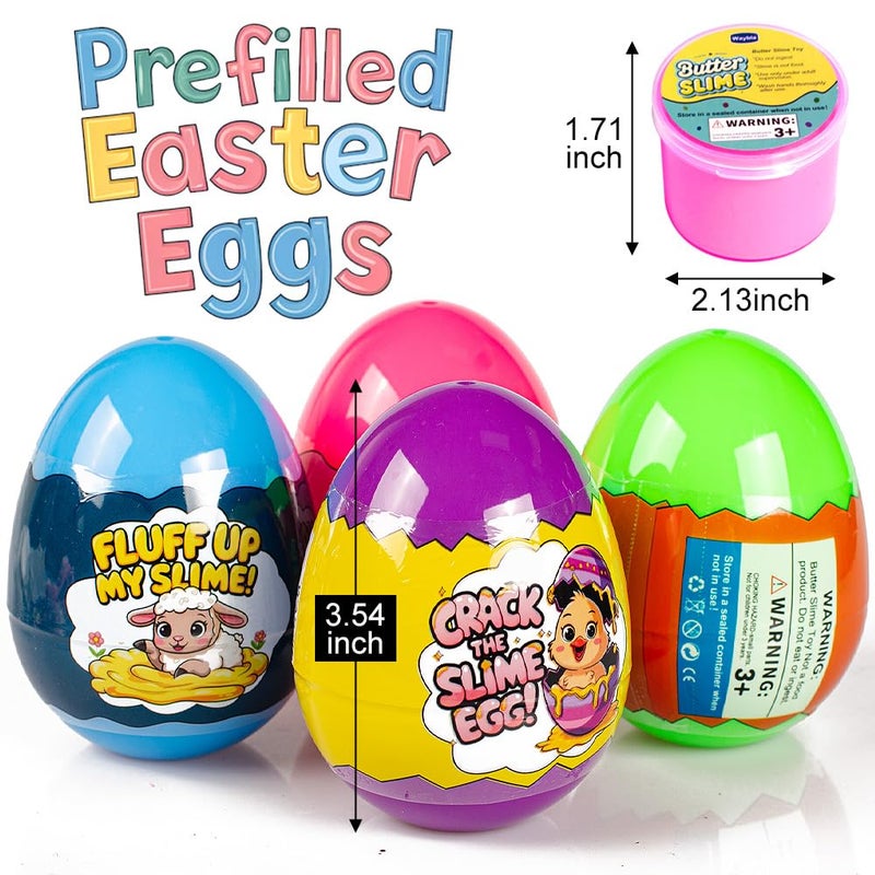 Waybla Easter Basket Stuffers for Kids â€“ 4-Pack Butter Slime Eggs with Colorful Slimes, Glitter, and Figurines â€“ Fun Sensory Toy, Party Favors, Basket Fillers - Image 4