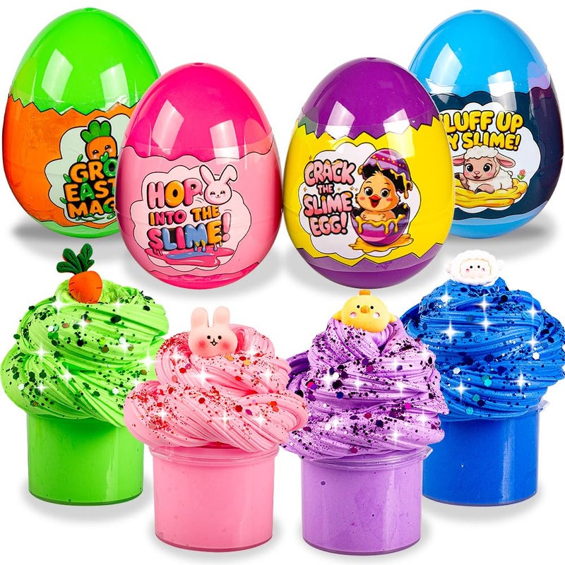 Waybla Easter Basket Stuffers for Kids â€“ 4-Pack Butter Slime Eggs with Colorful Slimes, Glitter, and Figurines â€“ Fun Sensory Toy, Party Favors, Basket Fillers - Image 1