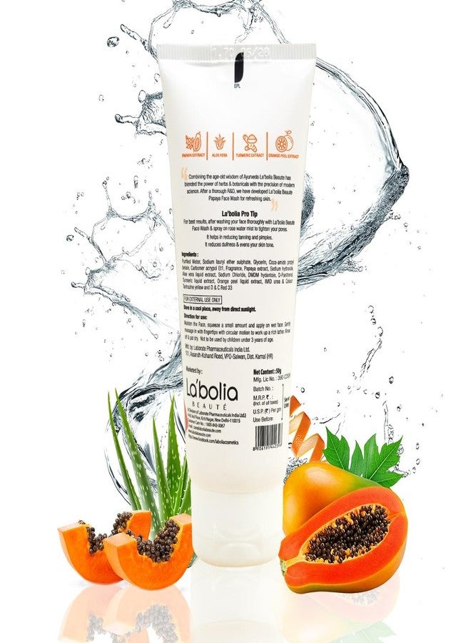 Labolia Beaute Papaya Facewash For Glowing & Clear Skin with Papaya Extract | Anti-Tan, De-Pigmentation & Skin Brightening | Deep Cleansing | For Men & Women | Suitable For Dry Skin | 50gm, Pack of 2 - Image 2