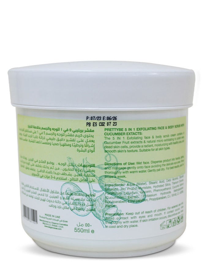 Pretty Be - 5 in 1 Exfoliating Face & Body Scrub With Cucumber Extract 550ml - Image 1