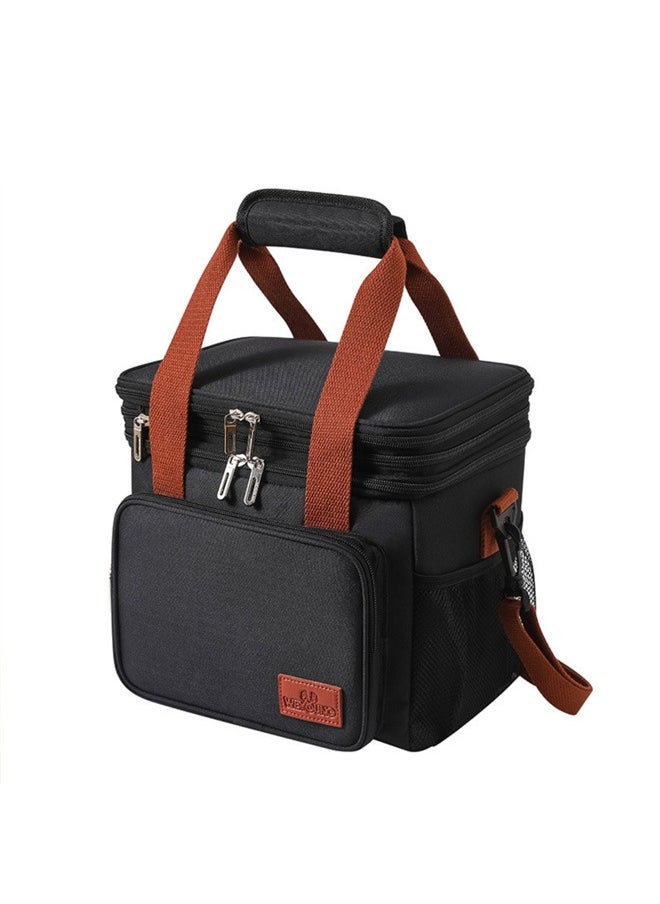 Yoawllty - Insulated Lunch Bag, Reusable Waterproof Ice Refrigerated Large Capacity Oxford Cloth Lightweight Fresh-keeping Bag for Work or School Picnic(Black) - Image 1