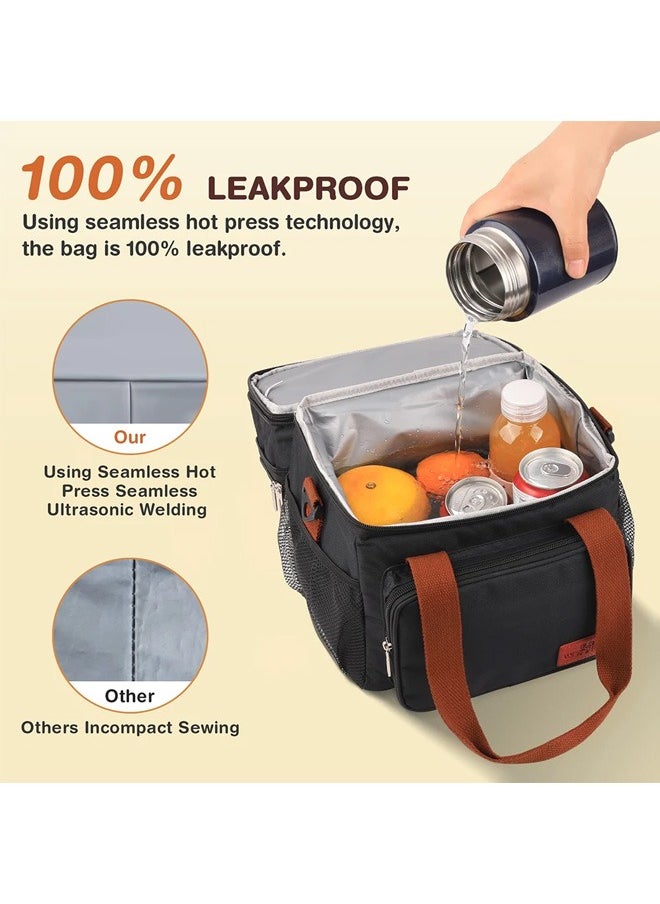 Yoawllty - Insulated Lunch Bag, Reusable Waterproof Ice Refrigerated Large Capacity Oxford Cloth Lightweight Fresh-keeping Bag for Work or School Picnic(Black) - Image 1