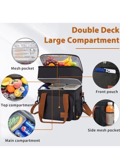 Yoawllty Lunch Bag Insulated, Reusable Waterproof Lunch Bags for Kids Adults, Expandable Large Capacity Oxford Cloth Lightweight Fresh-keeping Bag for Work School Picnic (Black)  - Image 2