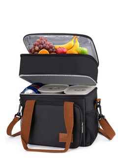 Insulated Lunch Bag, Reusable Waterproof Ice Refrigerated Large Capacity Oxford Cloth Lightweight Fresh-keeping Bag for Work or School Picnic(Black)