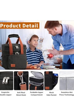 Yoawllty Lunch Bag Insulated, Reusable Waterproof Lunch Bags for Kids Adults, Expandable Large Capacity Oxford Cloth Lightweight Fresh-keeping Bag for Work School Picnic (Black)  - Image 4